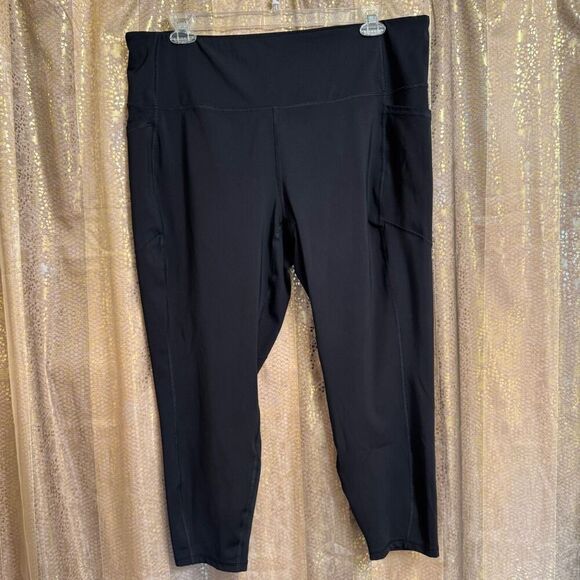 RBX Pants - RBX Plus Black Super Soft Ultra Hold Ankle Length Legging Pockets 3X